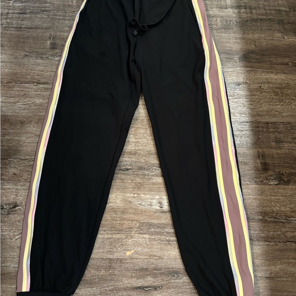 Black line by Noli Black Pants with Multicolor Stripes